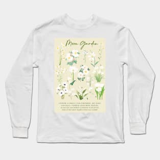 Moon garden watercolor with background Long Sleeve T-Shirt